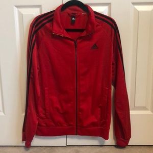Mens Red Adidas Zip Up Windbreaker Sweater (Size M)